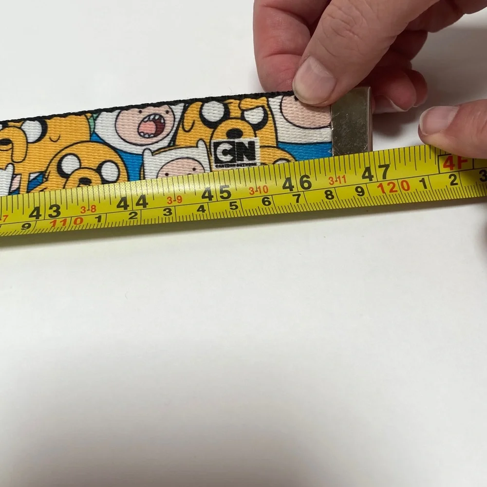 Adventure Time Yellow & Blue Cartoon Face Web Belt with Silver Buckle